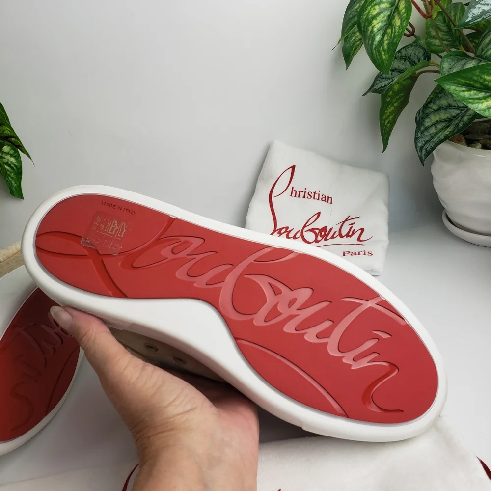 Christian Louboutin Suede Shearling Sneaker Vieirissima Leather NEW 38 / 8 - Picture 10 of 17